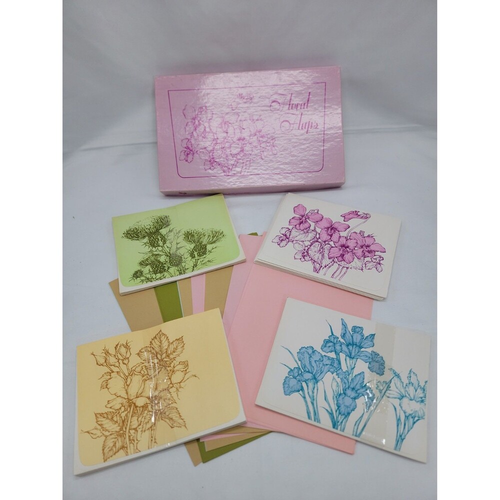 Vintage Current Floral Flaps Stationary Blank Notes And Envelopes